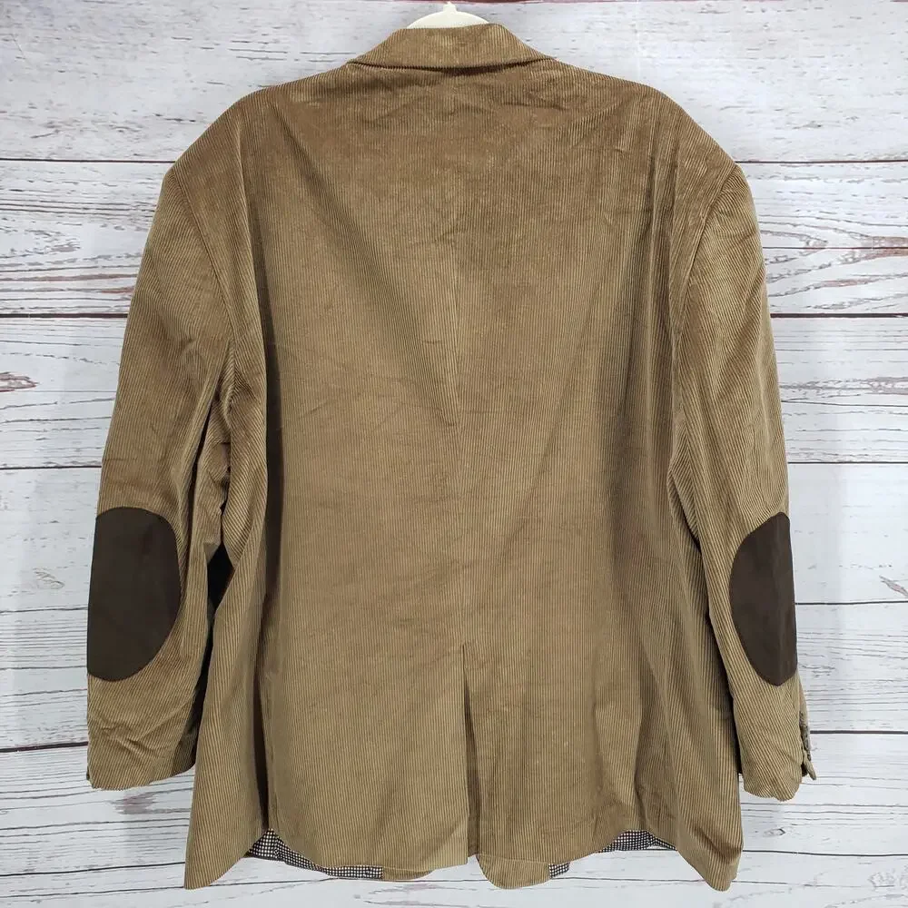 Saddlebred Men's Brown Cotton Corduroy Elbow Patch Sportscoat Size 50R